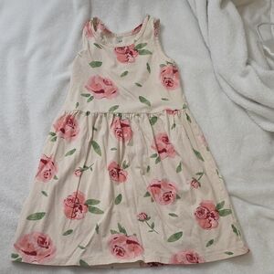H&M Cream Tank Dress with Pink Rose Print
